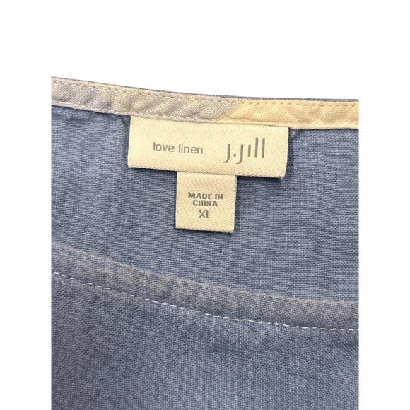 J.Jill Love Linen Midi Dress XL Blue Plaid Sleeveless Tie Back - Picture 7 of 10